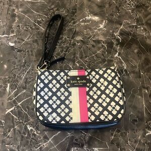 kate spade Navy, White & Pink Patterned Wristlet
